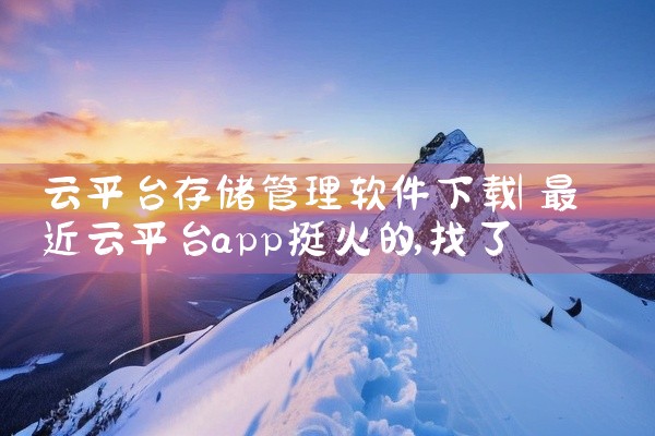 云平台存储管理软件下载